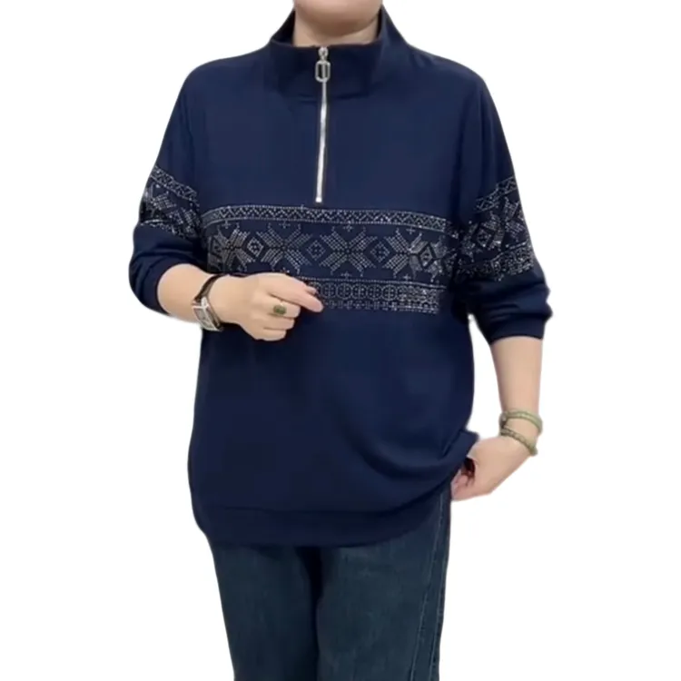 1692新款立领半拉链显瘦百搭宽松休闲长袖衫