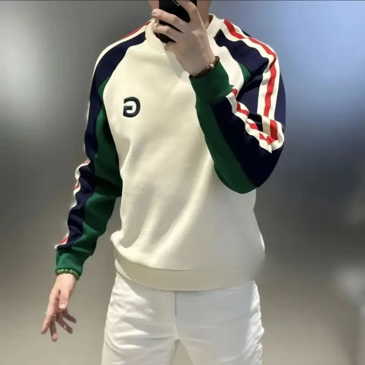 2025欧版新款高品质加绒男士刺绣时尚保暖潮流百搭打底衫长袖卫衣