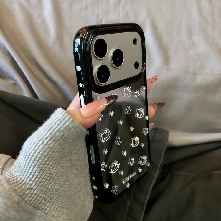 镜面蓝色星星线条KT猫适用iPhone17ProMax手机壳苹果16防摔15女13