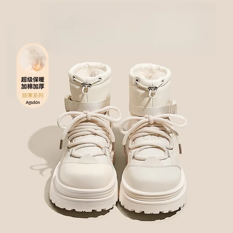 厚底雪地靴女2025新款冬季加绒加厚东北大棉鞋防水防滑马丁短靴子