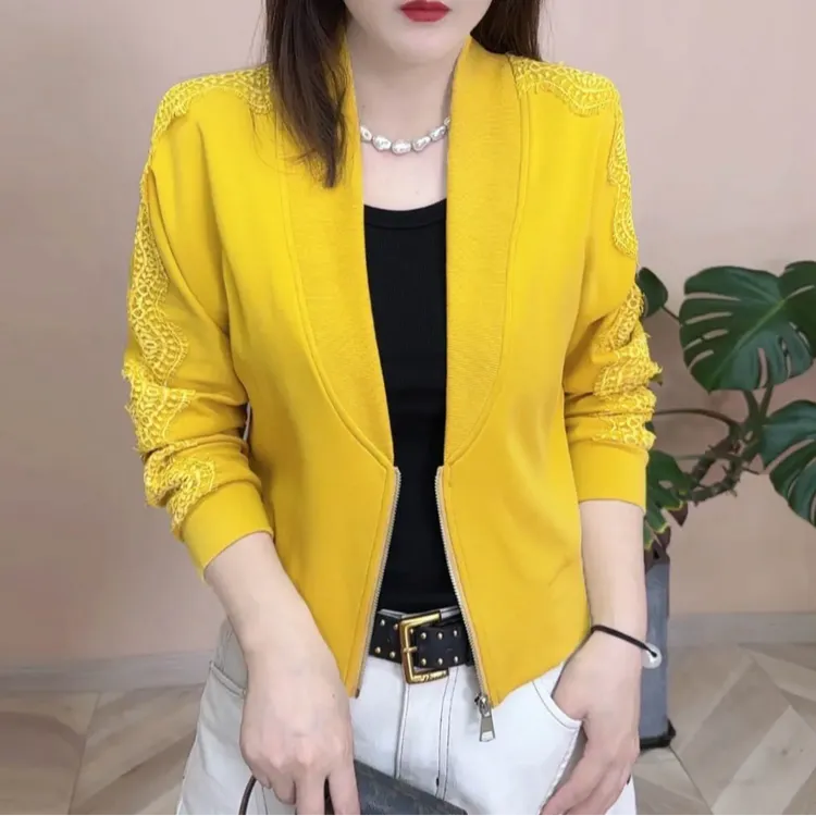 2025春季新品时尚开衫百搭高级感设计感修身短款女士耐磨长袖上衣