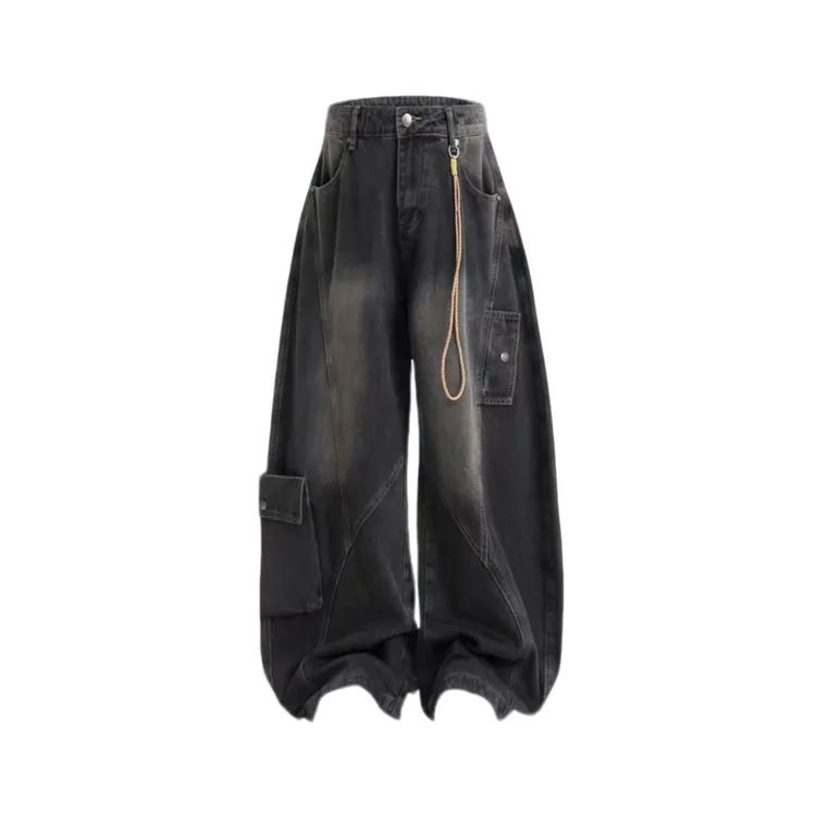 美式弯刀裤高级感痞帅裤子水洗休闲潮牌中性风穿搭工装牛仔裤男女