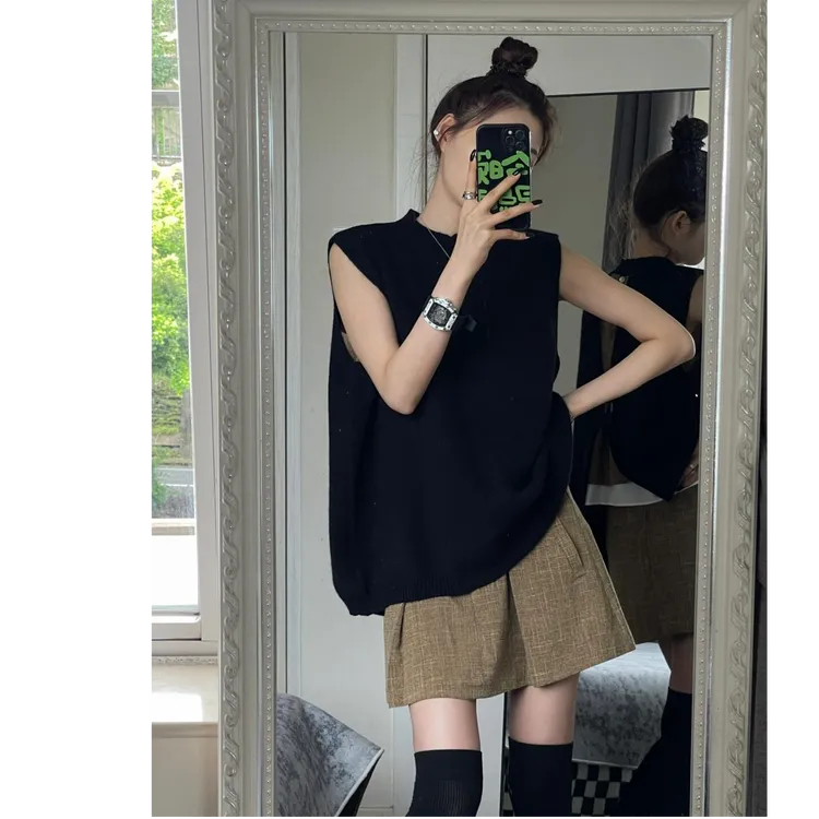 春夏时尚流行新款韩系撞色拼接套装女2025新款小众外穿百搭马甲