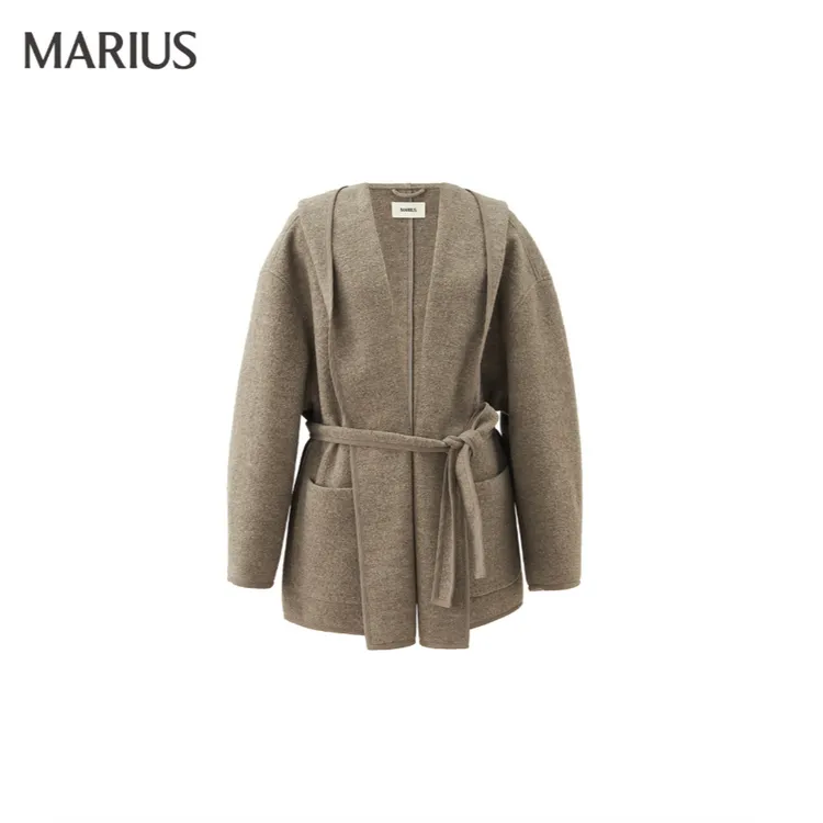 MARIUS“浴袍大衣”松弛廓形气质简约秋冬连帽浴袍短款大衣
