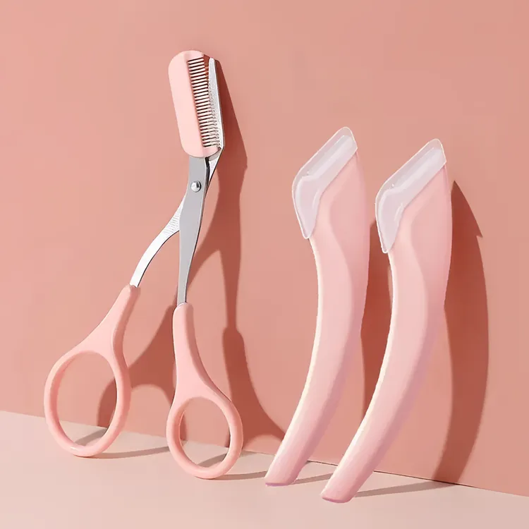 修眉刀带梳子修眉毛剪刀神器初学者安全型防刮刮眉刀剃眉修眉工具