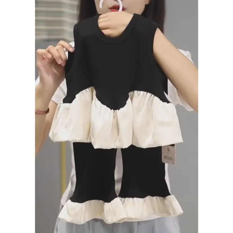 【花边背心套装 小乐妈咪】婴儿装男女童背心套装夏装宝宝夏D25