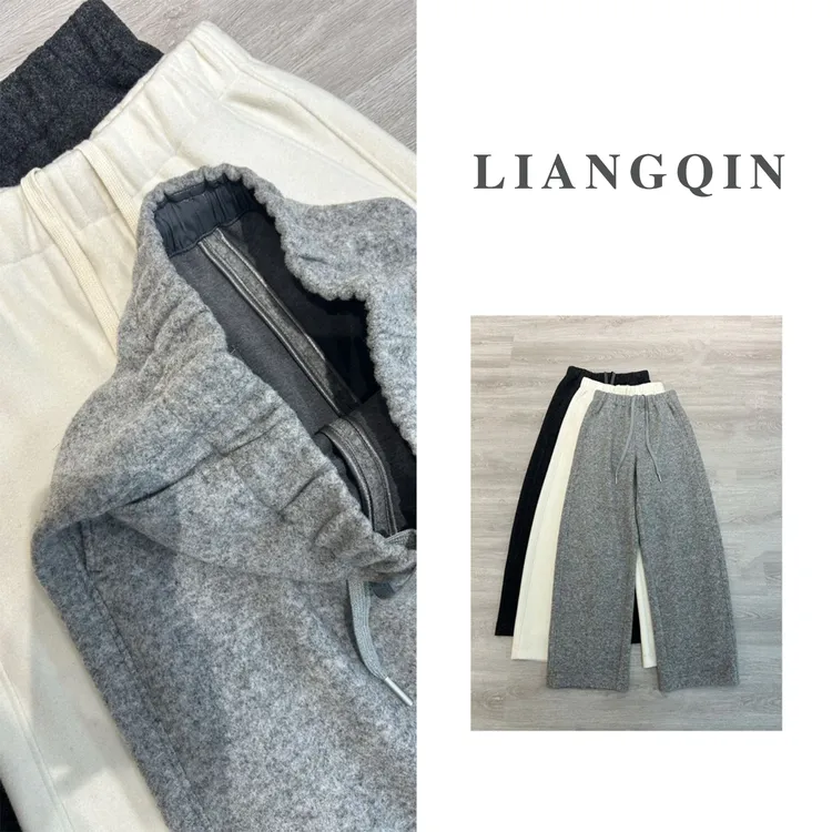 软糯棉羊毛休闲弯刀裤女2025秋冬新款松紧高腰拉绒澳毛窄版香蕉裤