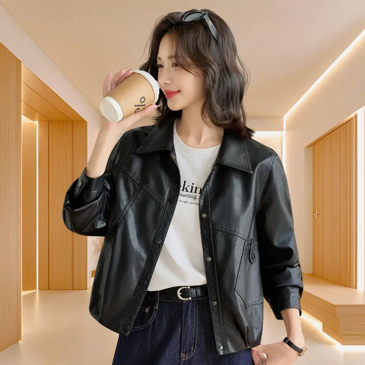 海宁真皮皮衣女款加绒2025新款时尚潮流显瘦百搭绵羊皮皮衣外套女