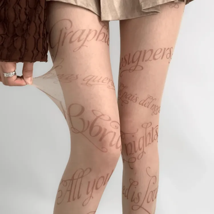 性感黑丝袜肉色丝袜超薄夏季个性纹身千禧辣妹印花字母打底袜子女