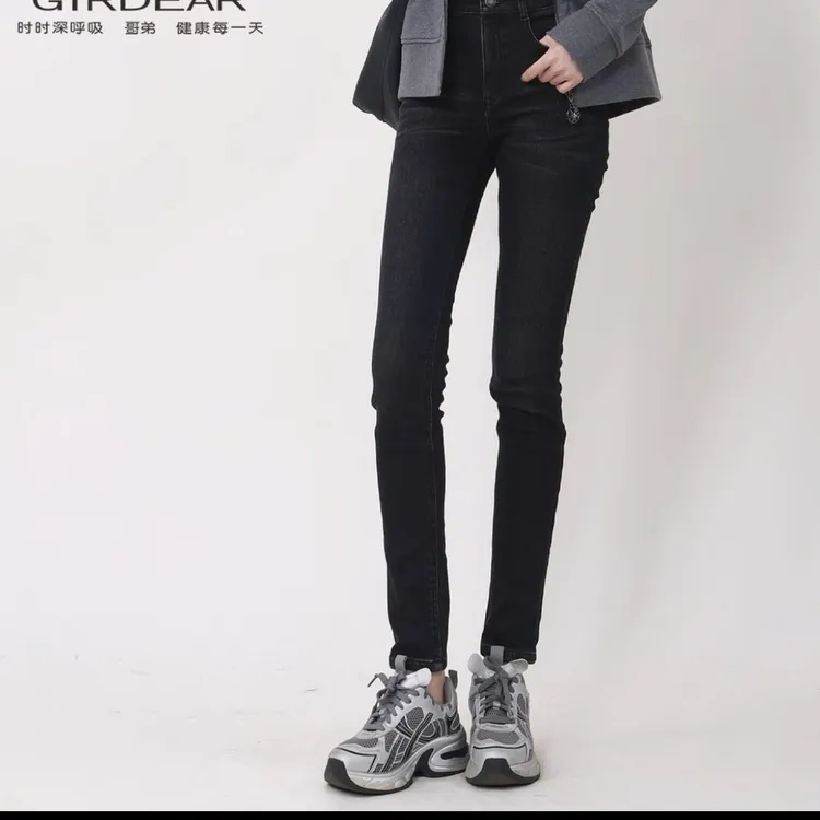 哥弟秋冬加绒裤子高腰显瘦时尚修身弹力休闲小脚裤九分1100414