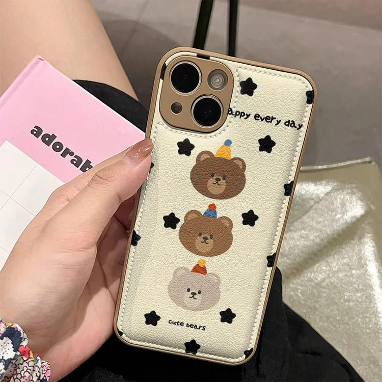 可爱小熊适用苹果17promax手机壳气垫iphone16新款12全包精孔15pm