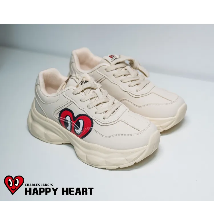 查尔斯桃心小白鞋休闲女鞋老爹鞋白色厚底百搭透气板鞋休闲运动鞋