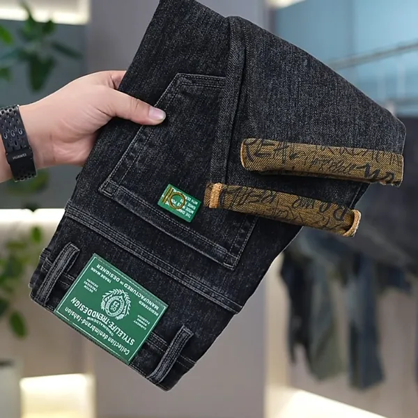 秋季黑灰牛仔裤男款爆款2025新款休闲百搭高腰弹力修身直筒裤子男