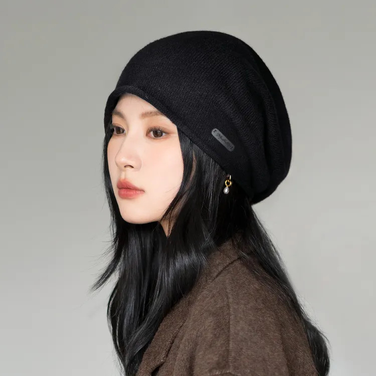 疯帽子 羊绒羊毛针织毛线帽女秋冬保暖显脸小堆堆帽休闲冷帽25新