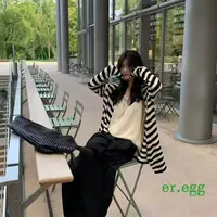25098芝士奥力奥 针织慵懒背心条纹开衫套装