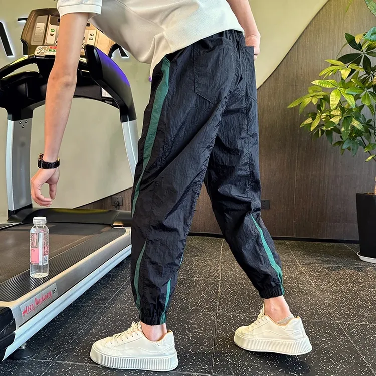 仓石一树男士夏季速干束脚九分裤2025新款撞色薄款潮流时尚休闲裤