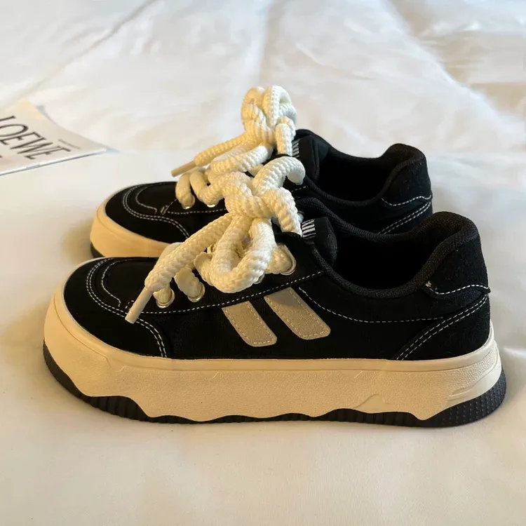 芒果头设计感粗绳帆布鞋女款2023新款小众时尚百搭厚底板鞋女ins