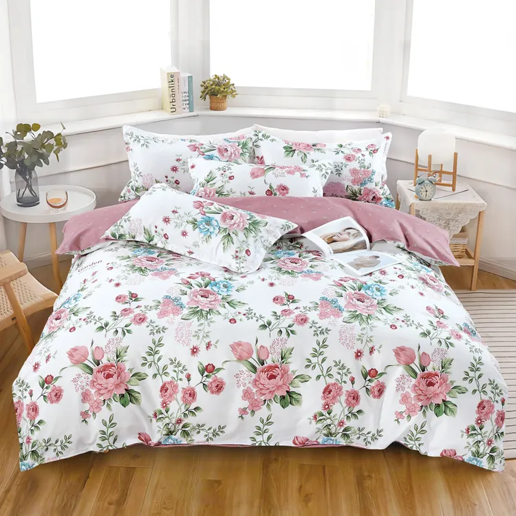 WONMAY/晚美加厚磨毛四件套印花四季亲肤被套斜纹单被罩四季通用