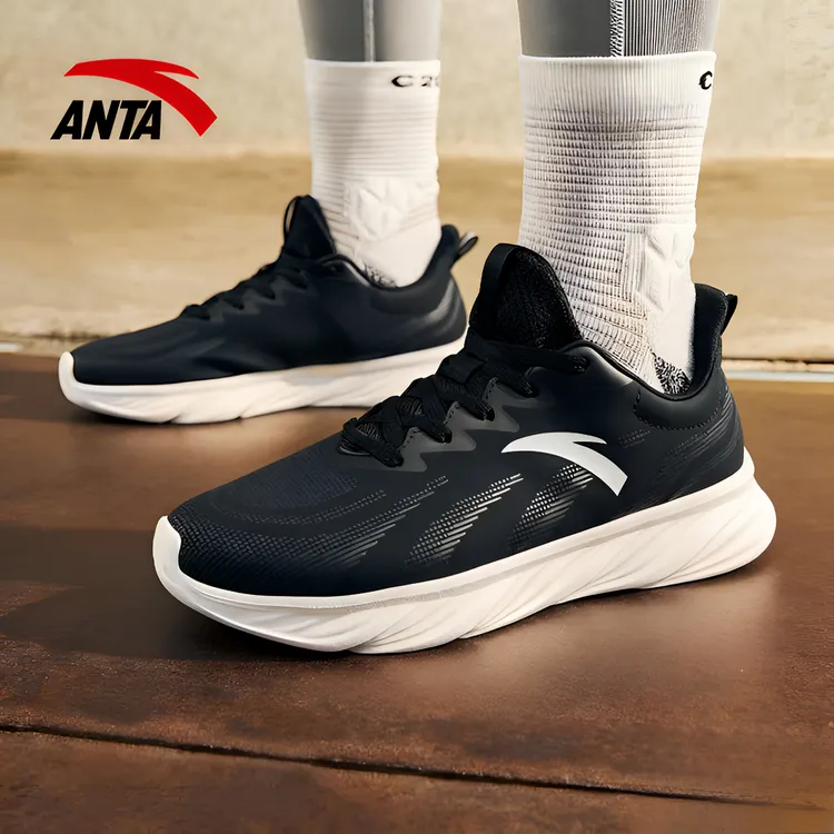 ANTA/安踏舒适跑皮面防泼水通勤减震四季软底男女同款运动跑鞋-LT