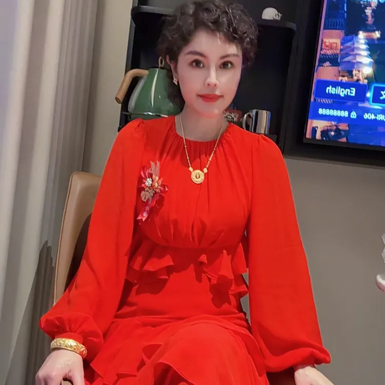 影姐专属MAJOR CRUSH初秋新款优雅性感印花时尚显瘦斜裁连衣裙5148