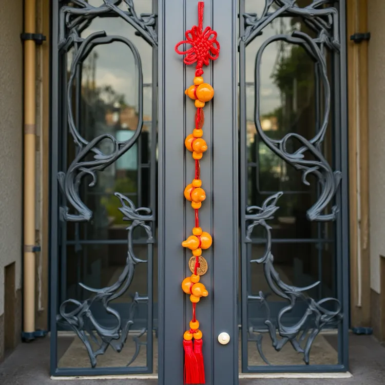 五福临门至尊桃木铜钱葫芦吉祥挂饰