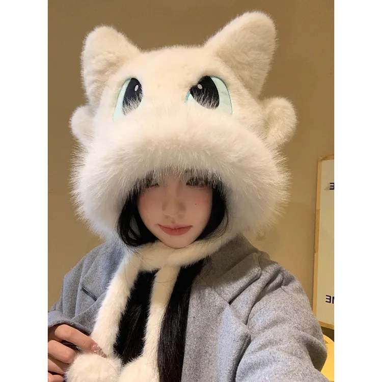 【来鸭】环球影城可爱无牙仔毛绒帽子女2025年冬季情侣款保暖显脸帽