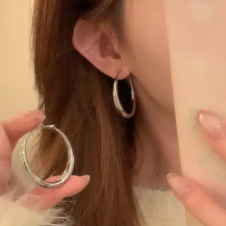 铜合金耳饰 许我耀眼赵露思许妍同款素圈大耳圈女气质耳环耳饰