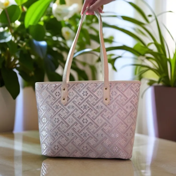 2026流行女包壮锦银紫色织锦大号托特简约风单肩百搭气质女包送礼