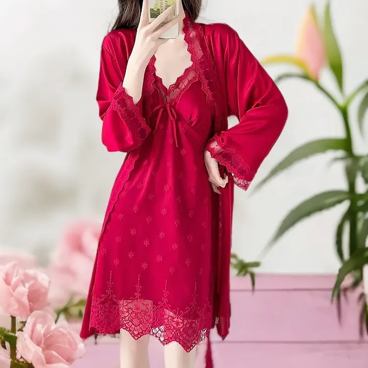 性感蕾丝吊带睡裙带胸垫冰丝薄款家居服可外穿