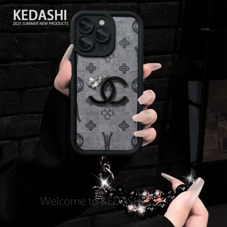 米奇拼图双C天眼羊皮适用苹果17PROMAX华为VIVO/OPPO手链手机壳女