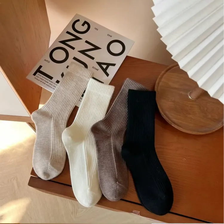 【盈公主专属】保暖百搭纯色系中长筒女袜W1026