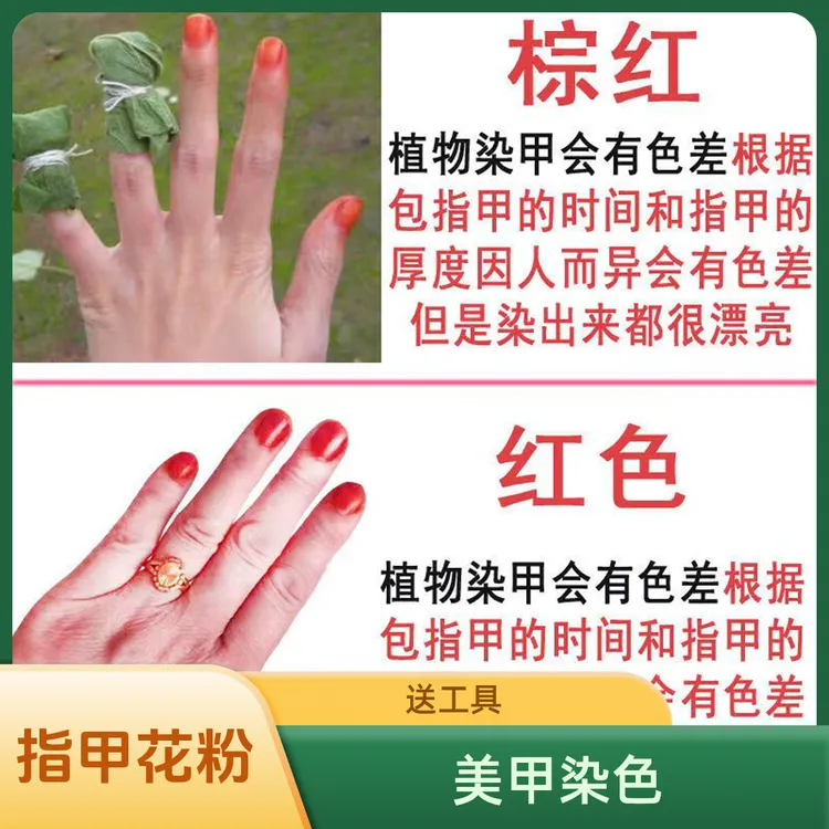 美甲【送工具】指甲花粉指甲草染指甲粉指甲花粉染指甲植物染指甲粉
