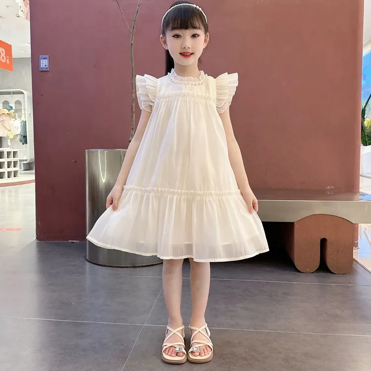 夏季时尚女童连衣裙公主裙新款小女孩背心裙飞袖洋气女宝宝网纱裙