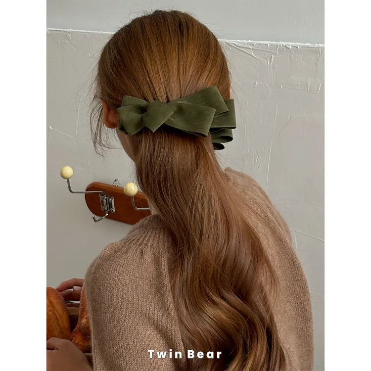 梦马左岸X036双排齿香蕉夹麂皮绒立体感马尾夹秋冬款竖夹女扎头发