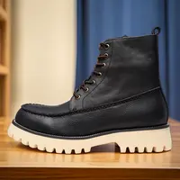 美式复古真皮高帮工装靴机车鞋马丁靴短靴百搭靴子男鞋秋冬厚底