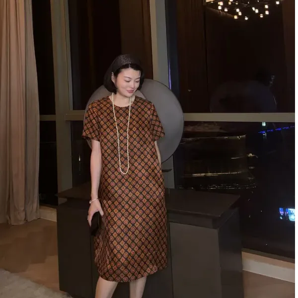  TANTAN  人丝真丝气质短袖连衣裙1494