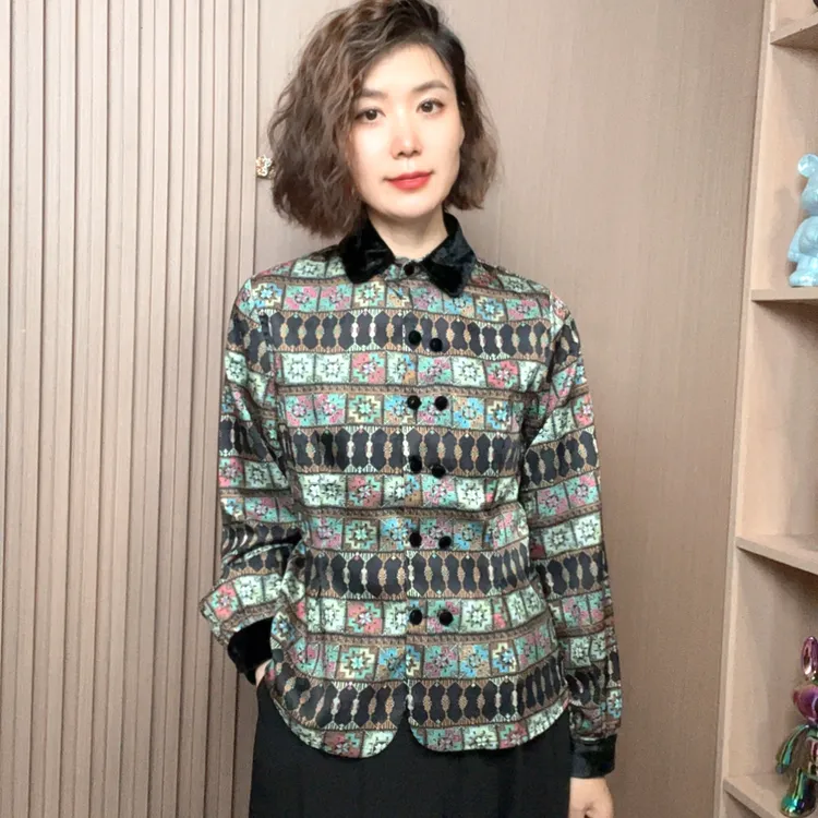 成人灯笼袖翻领秋季长袖衬衫网红时尚女装冬季气质衬衣休闲复古