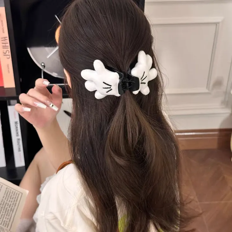 可爱米奇小手抓夹ins风立体公仔发卡手掌发夹手掌抓夹鲨鱼夹