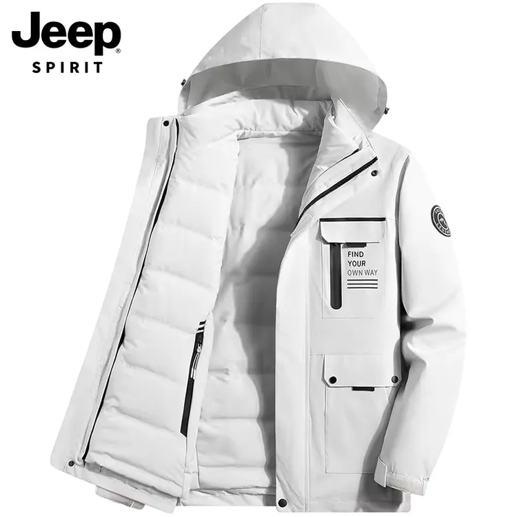 JEEP吉普冲锋羽绒服男士冬季新款高端三合一白鸭绒保暖夹克外套男