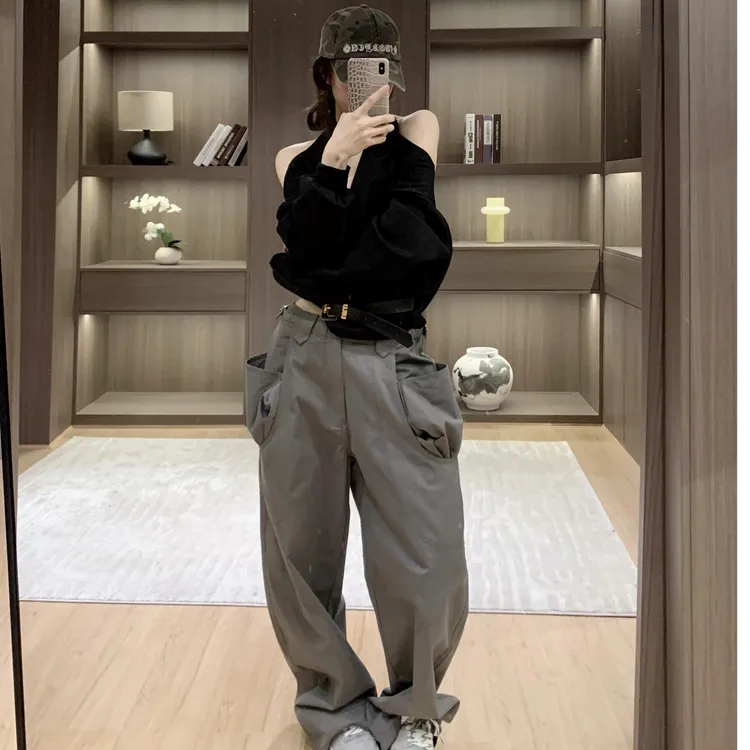 宽松阔腿长裤洋气休闲百搭设计感上衣百搭2025秋季新款时尚套装女