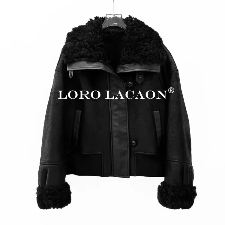 以赛亚 雾都夜曲 冬季休闲设计款托卡毛领羊皮毛一体女外套 41604