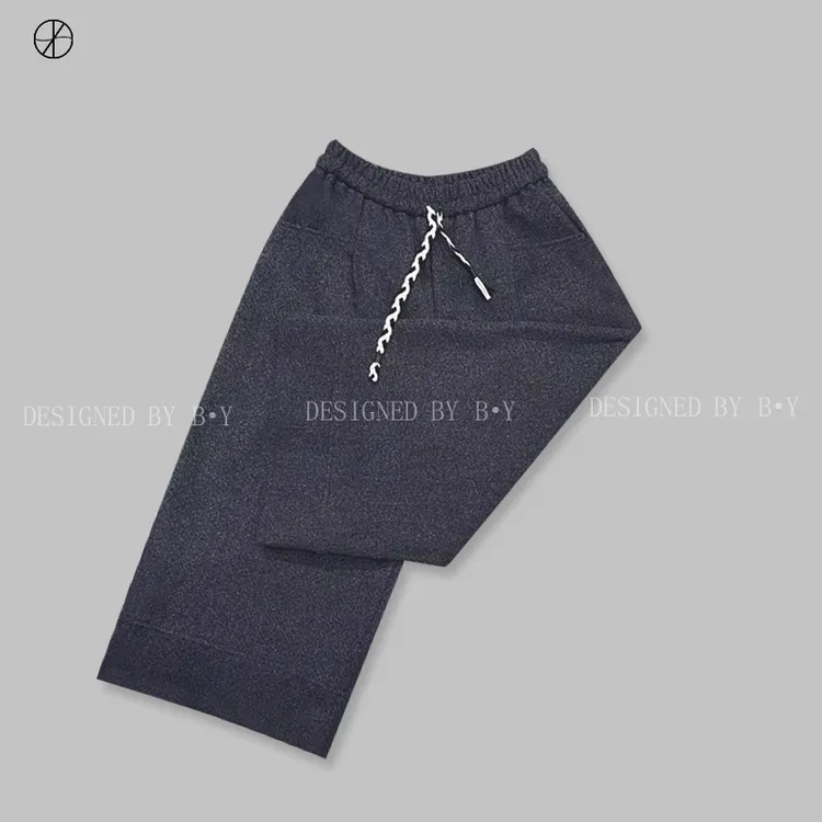 B.Y加厚慵懒阔腿休闲裤女冬季潮流百搭垂感直筒抽绳长裤女