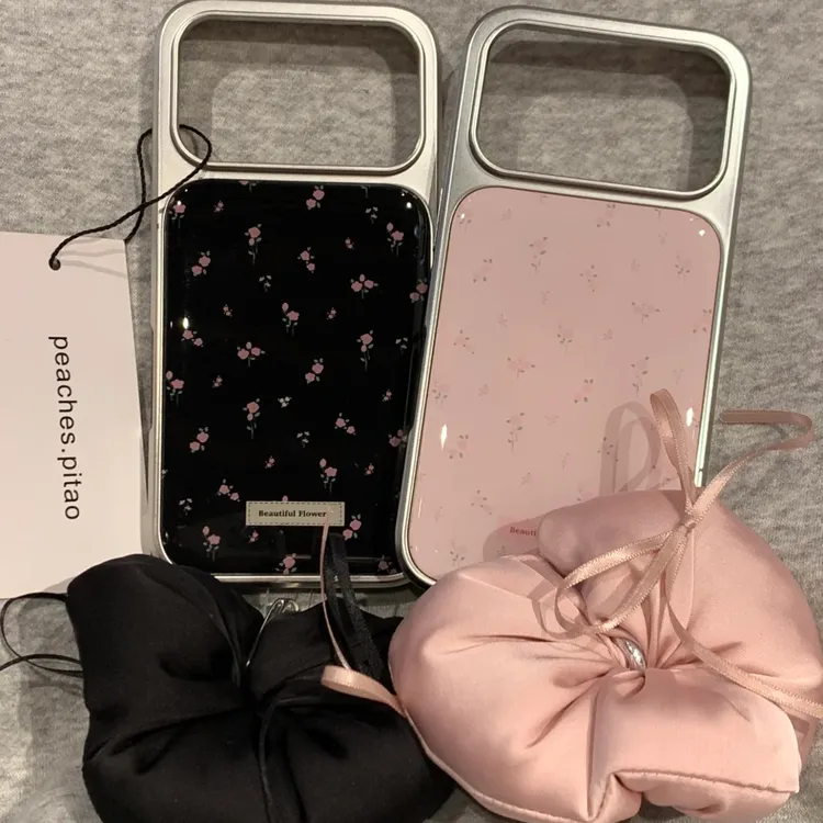 韩风粉碎花发圈手提适用iPhone17promax苹果17pro手机壳16pro1514