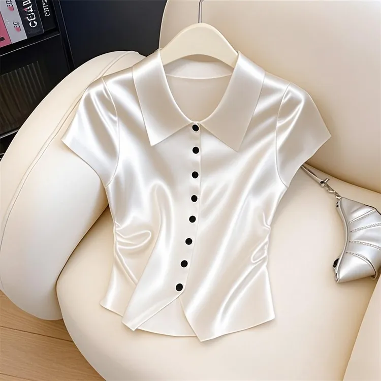 2025夏季新款高级氛围感时尚气质T恤女别致超好看清冷感百搭上衣