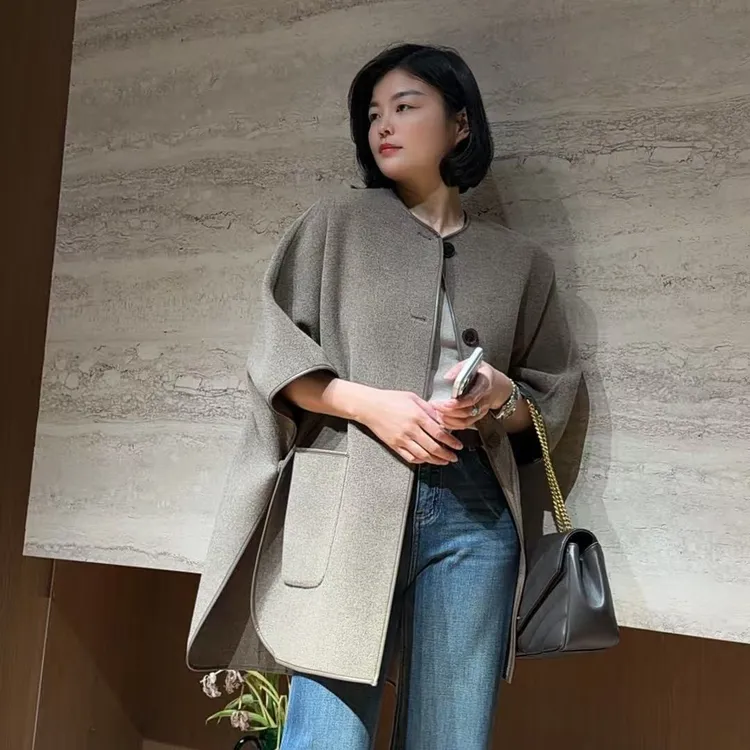 TANTAN 秋冬圆领短款时尚气质羊毛外套3451