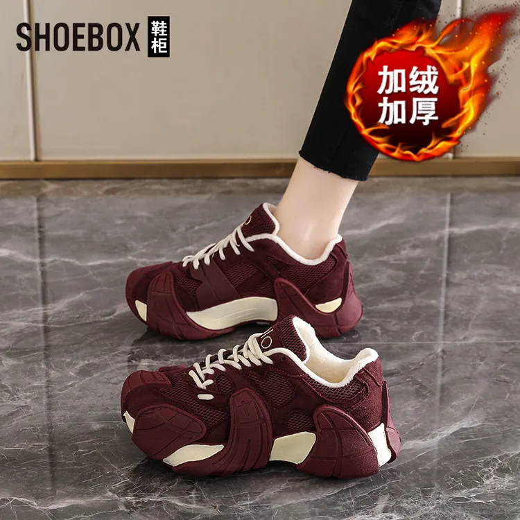 达芙妮集团旗下小众八爪鱼厚底增高老爹鞋女2025冬季爆款运动鞋子