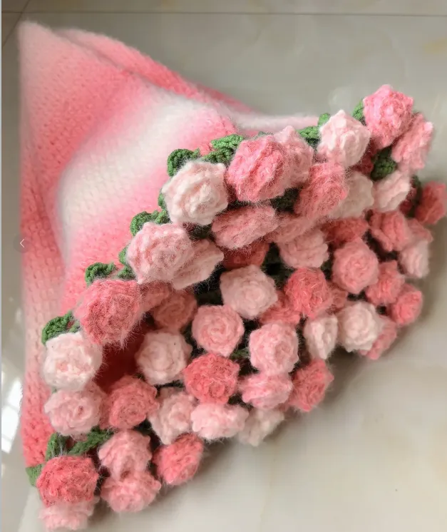 轻岚平替渐变长绒玫瑰花毯斗篷毛线围巾帽子用线 柔软围巾手工DIY