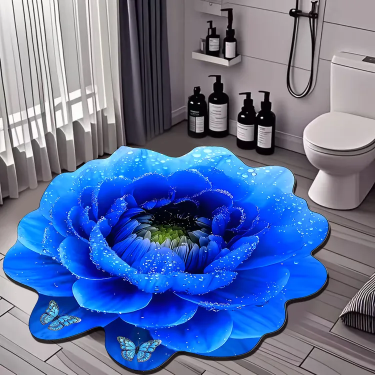 3D大尺寸花朵轻奢家用防滑入户门垫卧室玄关床边床尾浴室地毯地垫