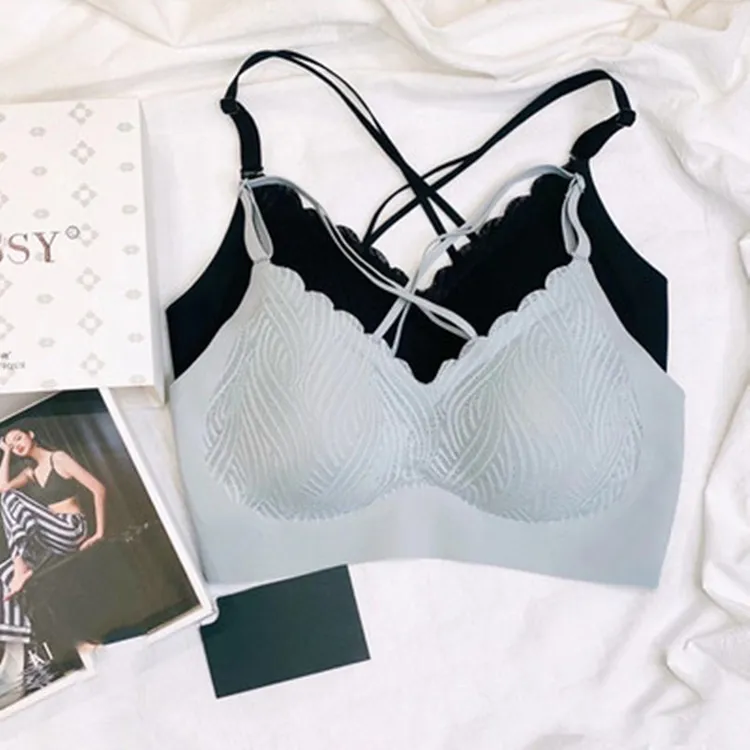 如家交叉吊带无痕无钢圈美背文胸