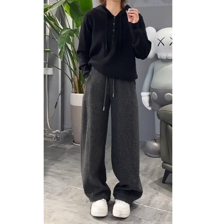 2025秋冬【加厚绒】宽松时尚高腰百搭显瘦毛呢窄版阔腿休闲裤